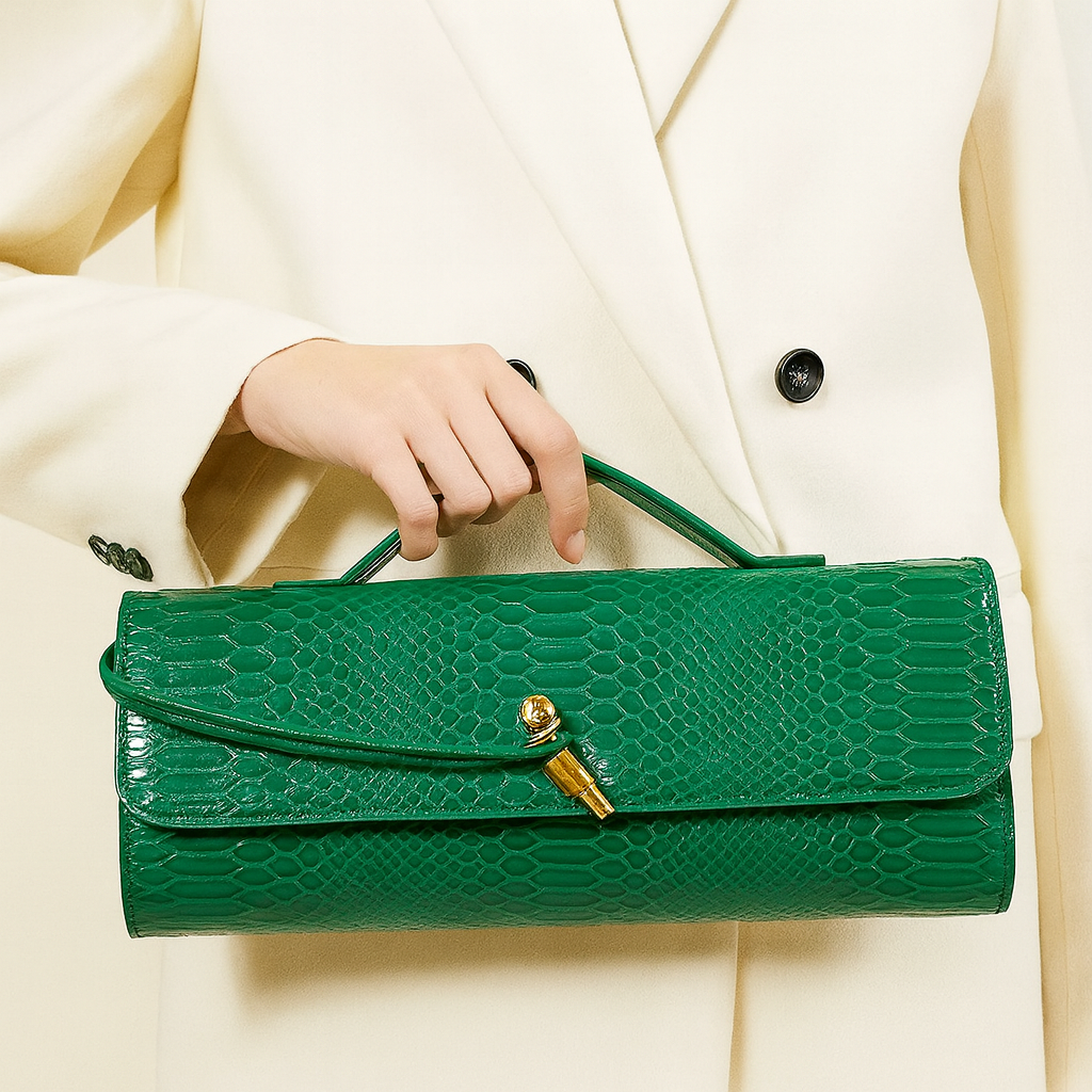 CROCODILE EMBOSSED EVENING BAG