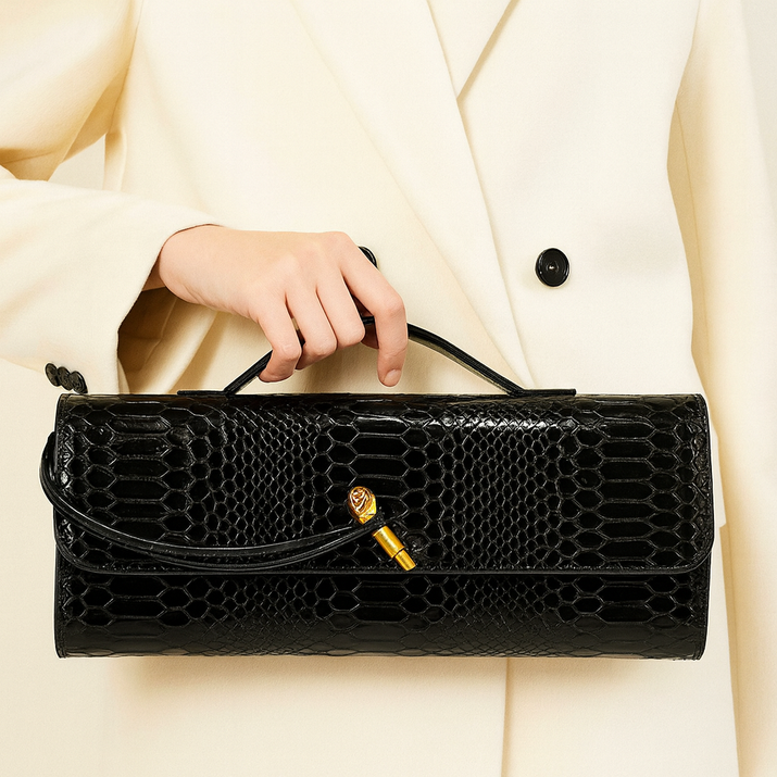 CROCODILE EMBOSSED EVENING BAG