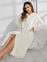 COMFY TEDDY LONG HOODED ROBE