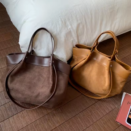 CLASSIC SUEDE PANEL HANDBAG