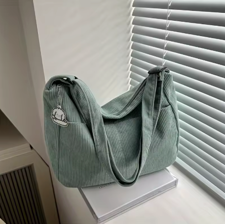 STRIPED CURDUROY SHOULDER BAG