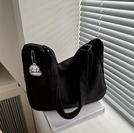 STRIPED CURDUROY SHOULDER BAG