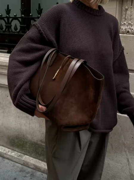 OVERSIZED CHOCOLATE KNIT SWEATER