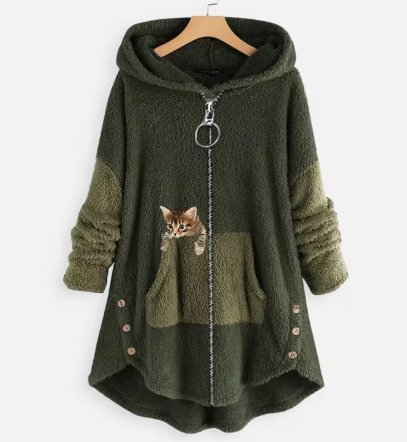 COZY CAT FLEECE ZIP HOODIE
