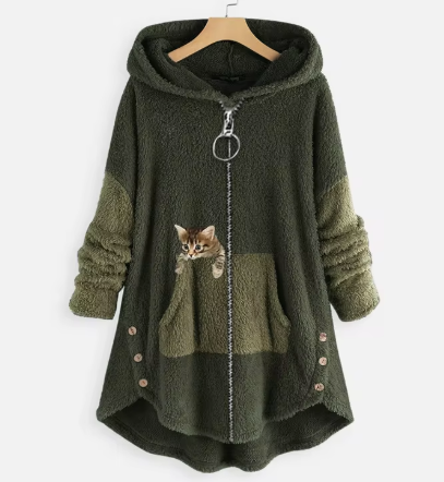 COZY CAT FLEECE ZIP HOODIE